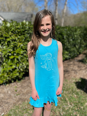 Mermaid Ruffle Dress on Turquoise