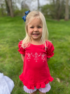 Firework Girl on Red Ruffle Shirts