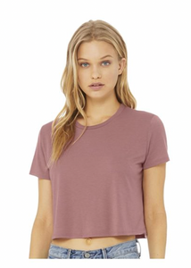 Hey Batter Batter Light Grey Heather flowy crop top adult