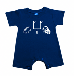 Football Gear on Navy Romper