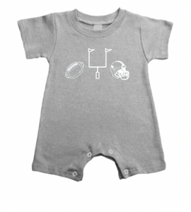 Football Gear on Grey Romper