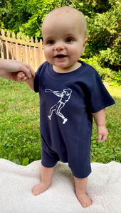 Baseball Player on Navy Romper
