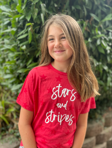 Stars and Stripes on Red Stars Short Sleeve