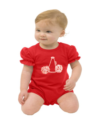 Cheerleader on Red Ruffle Romper