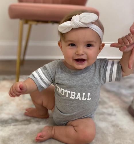 FOOTBALL on Grey Ringer Onesie