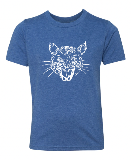Wildcat Sketch on Blue Short Sleeve