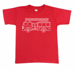 Firetruck on Red Short Sleeve