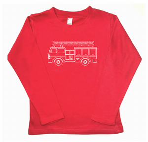 Firetruck on Red Long Sleeve