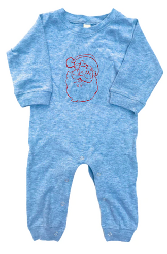 Santa on Grey Long Sleeve Romper