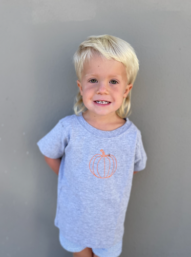 Baby Pumpkin on Grey Infant Short Sleeve Shirt