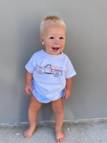 Vintage Pumpkin Truck on White Short Sleeve