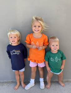 Vintage Pumpkin Truck on Navy Long Sleeve