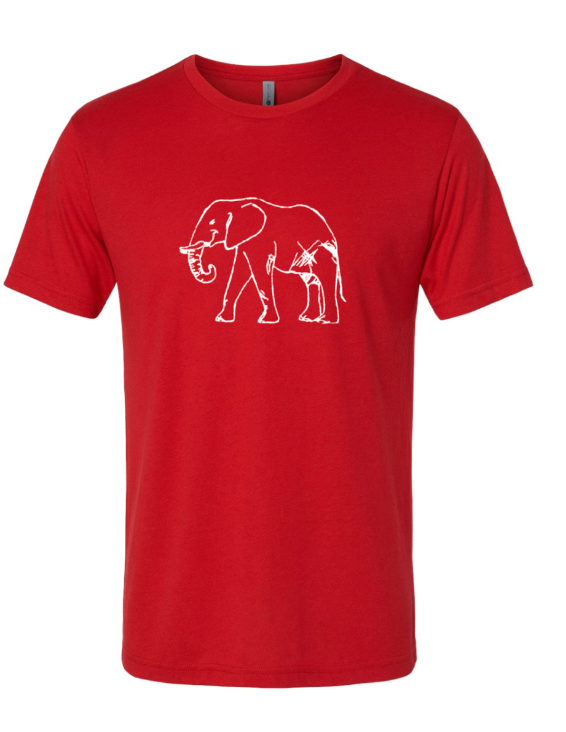 Elephant on Red Short Sleeve