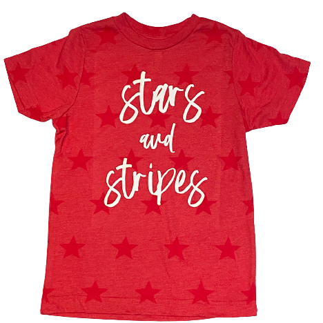 Stars and Stripes on Red Stars Short Sleeve