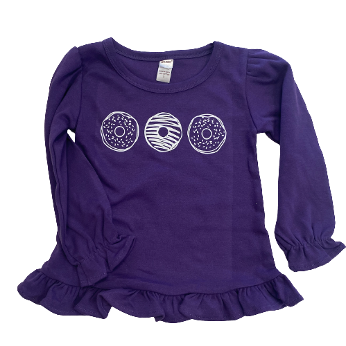 Donuts on Purple Long Sleeve Ruffle