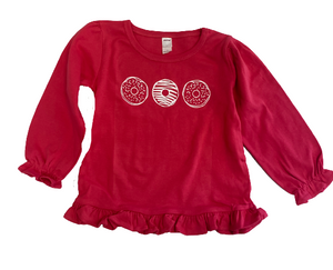 Donuts on Pink Long Sleeve Ruffle