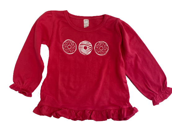 Donuts on Pink Long Sleeve Ruffle