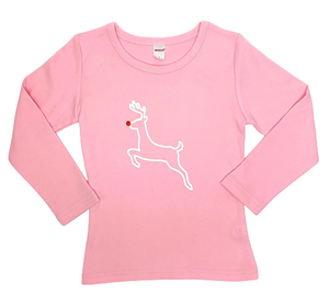 Rudolph on Pink Long Sleeve