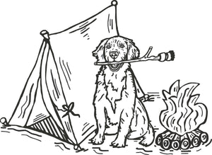 Camping Dog on Green Short Sleeve