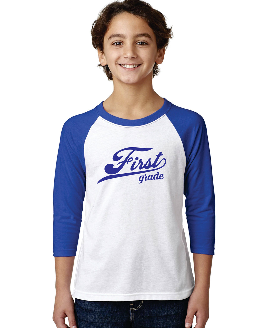 First Grade on Blue Raglan