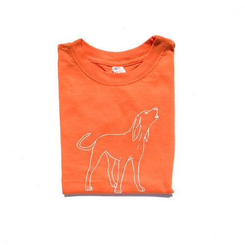 Orange Hound Dog — bright and durable children's clothes, with love from Tennessee!