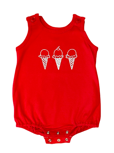 Ice Cream Cone Trio on Red Romper