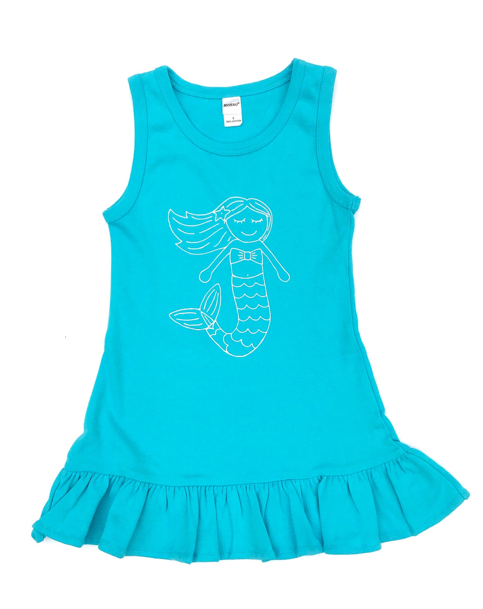 Mermaid Ruffle Dress On Turquoise Mermaid Ruffle Dress On Turquoise