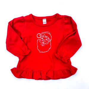 Santa Red Ruffle Shirt — bright and durable children's clothes, with love from Tennessee!