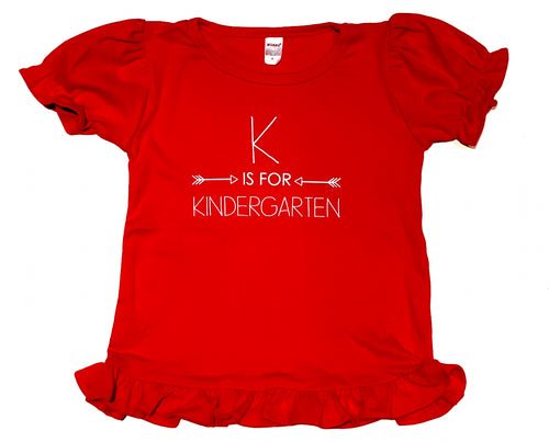 K is for Kindergarten on Red Ruffle