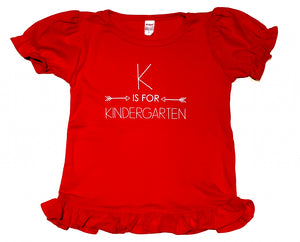 K is for Kindergarten on Red Ruffle