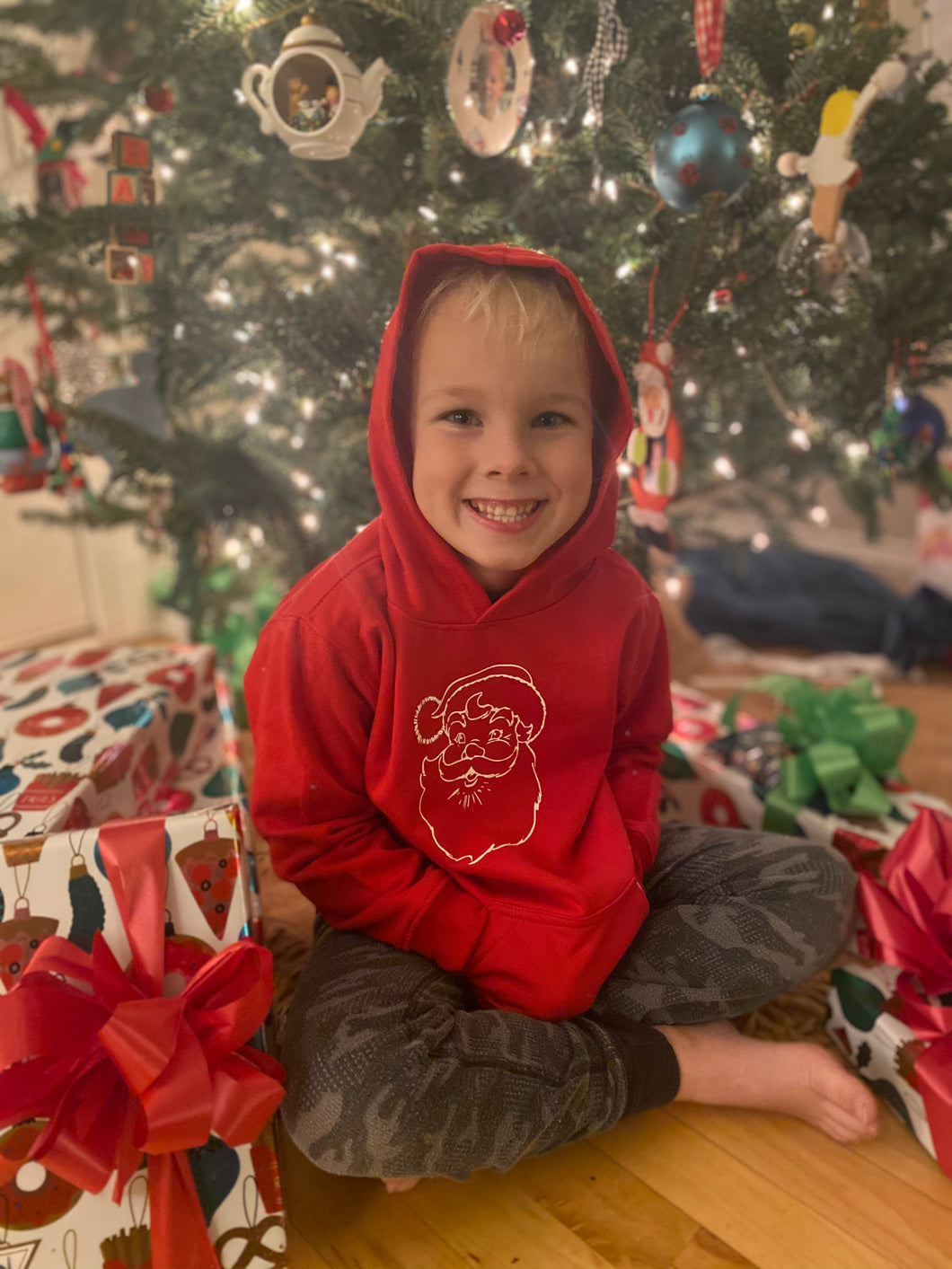 Santa on Red Hoodie
