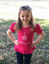Birthday Girl on Fuchsia Short and Long Sleeve Ruffle