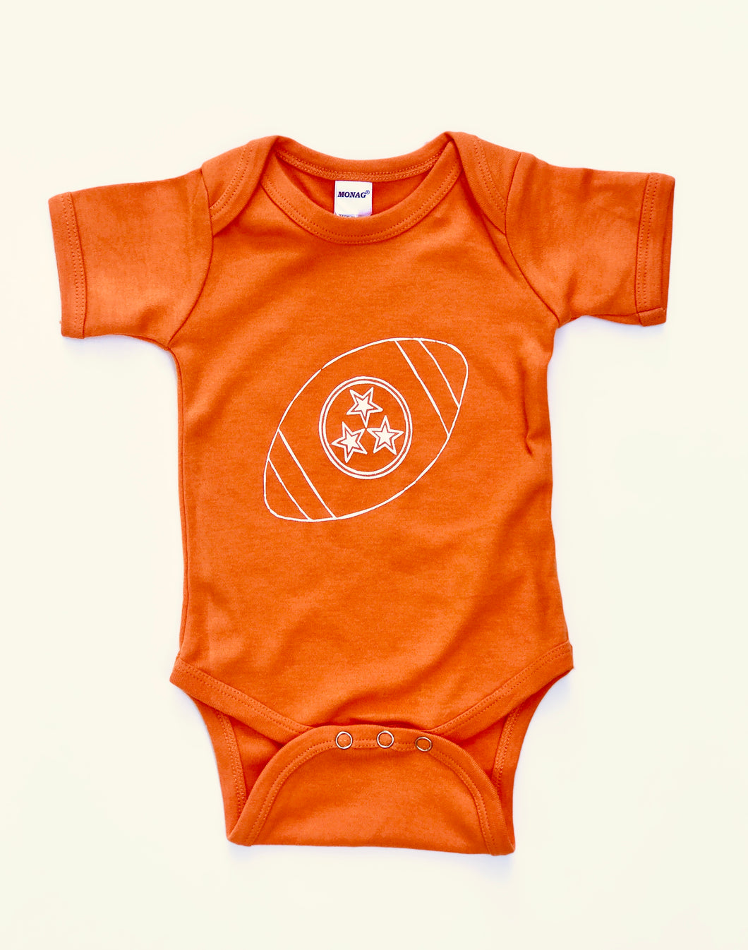 Football Tri Star on Orange Onesie