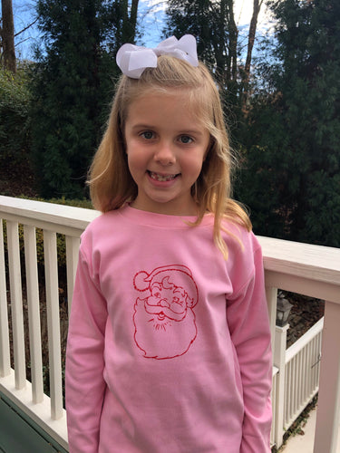 Santa on Pink Long Sleeve