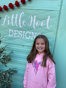 Watercolor Heart on Dark Pink Raglan