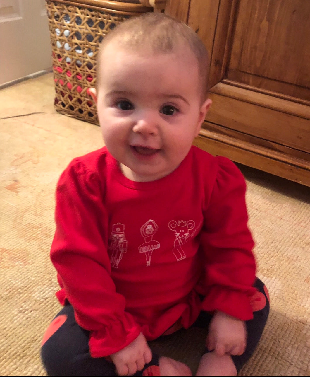 Infant Nutcracker on Red Ruffle Shirt — bright and durable children's clothes, with love from Tennessee!