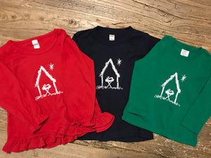 Nativity Long Sleeve Ruffle Shirt on Red