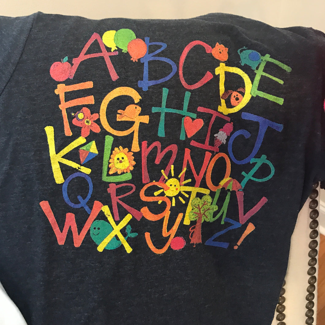 ABC tee on Navy — bright and durable children's clothes, with love from Tennessee!
