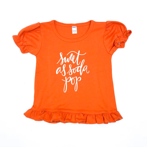 Sweet As Soda Pop Orange Ruffle — bright and durable children's clothes, with love from Tennessee!
