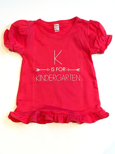 K is for Kindergarten on Fuchsia Ruffle