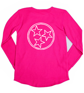Tri Star on Fuchsia Long Sleeve Youth