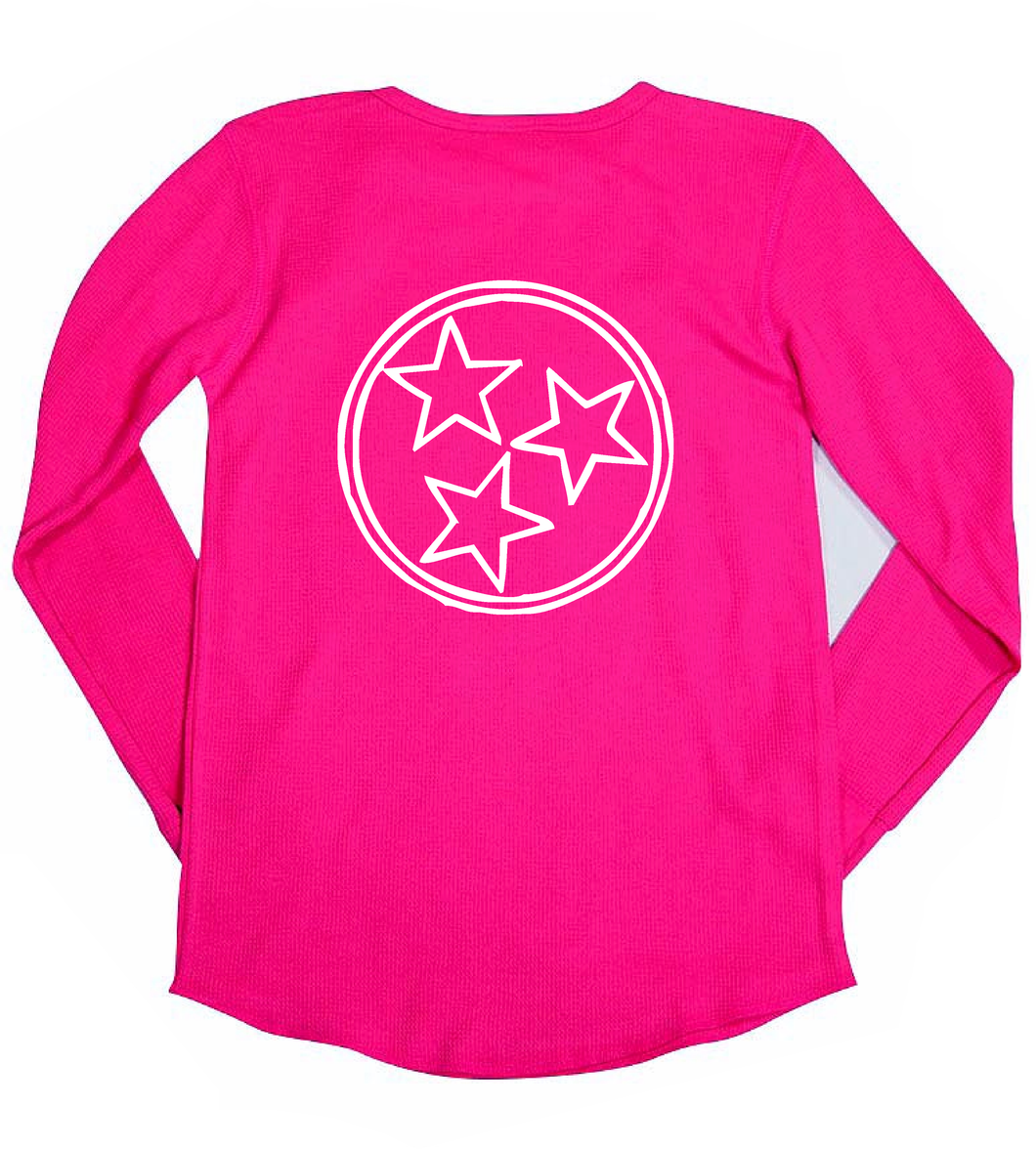 Fuschia Tri Star Long Sleeve — bright and durable children's clothes, with love from Tennessee!