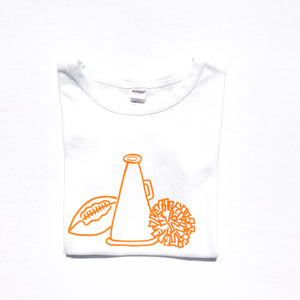 Cheer Gear on White Shirt — bright and durable children's clothes, with love from Tennessee!