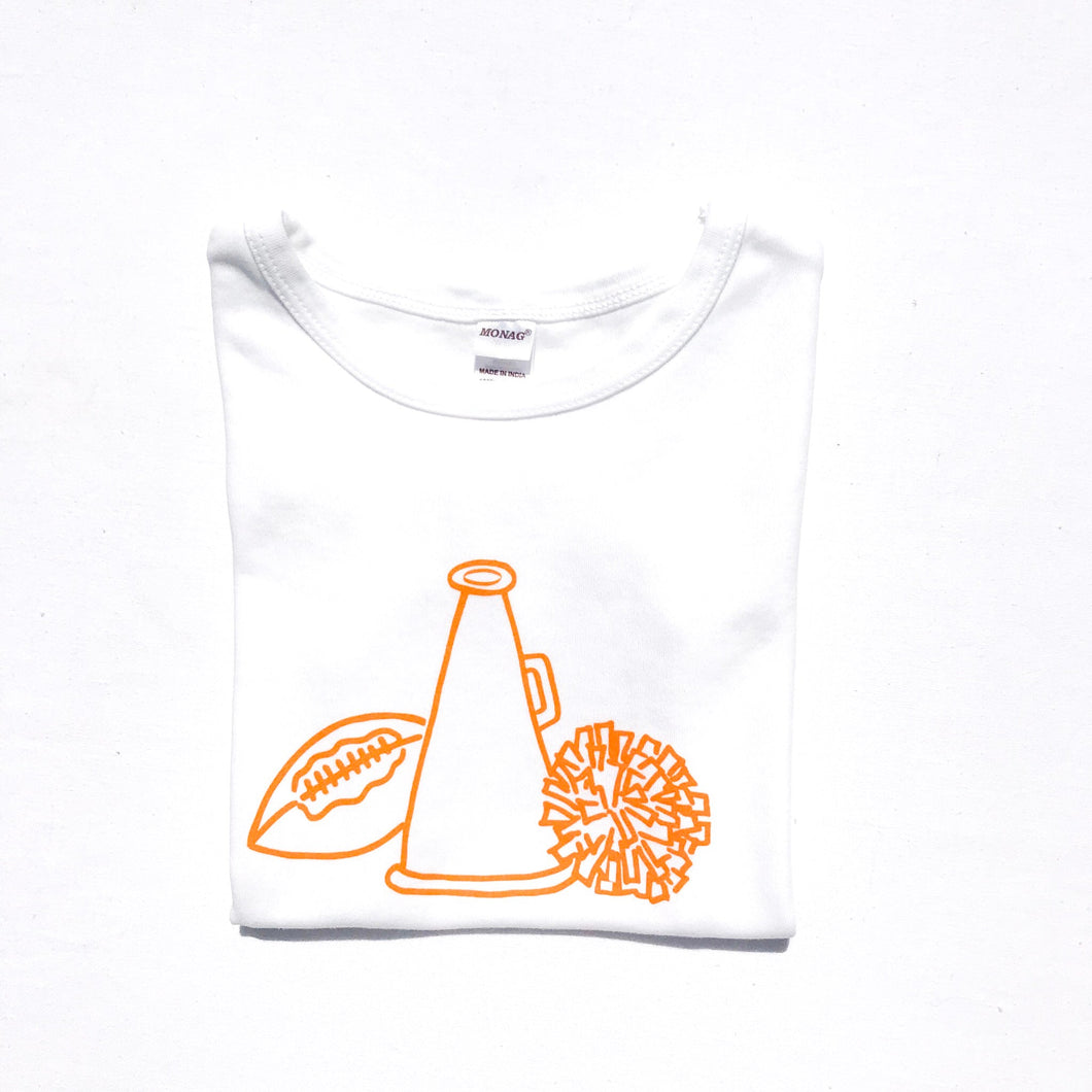 Cheer Gear on Orange Short Sleeve Ruffle